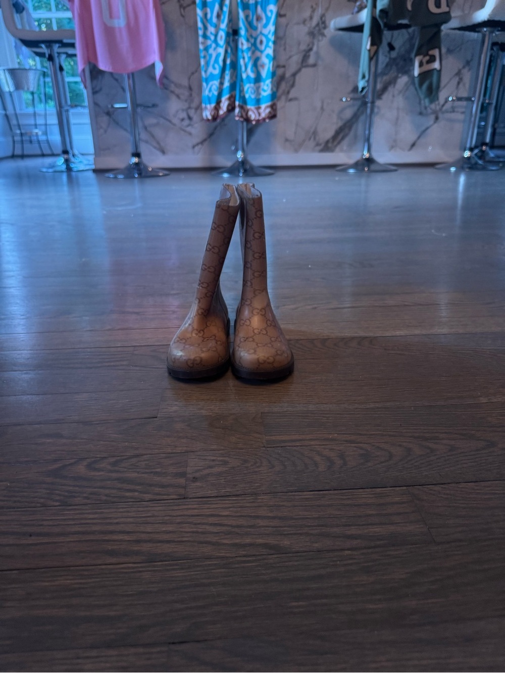 Monogram Gucci Chelsea Boots in Brown